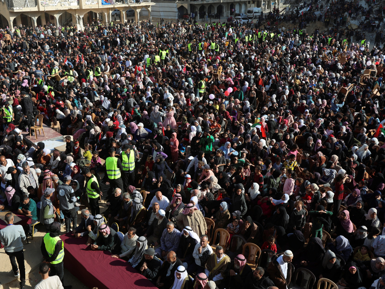 八國外長發表聯合聲明，反對強制遷移加沙民眾。（路透社）