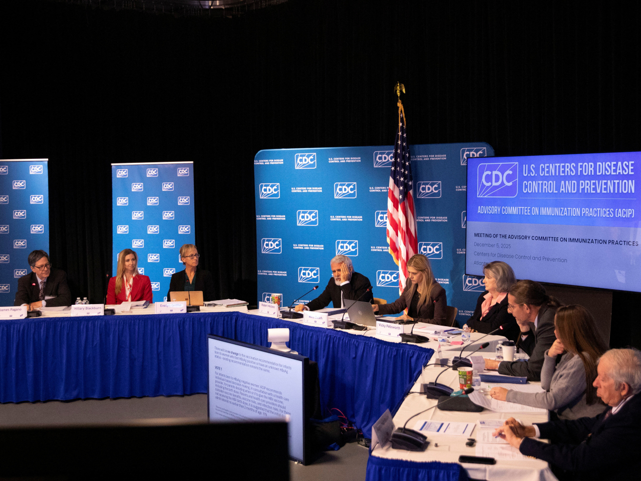 The Advisory Committee on Immunization Practices votes on its recommendation for the childhood hepatitis B vaccine schedule in Atlanta. Photo: Reuters