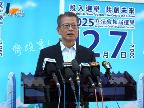 Paul Chan cast his vote for the 2025 Legco Election at Wong Chuk Hang Sports Centre on Sunday morning. Photo: RTHK