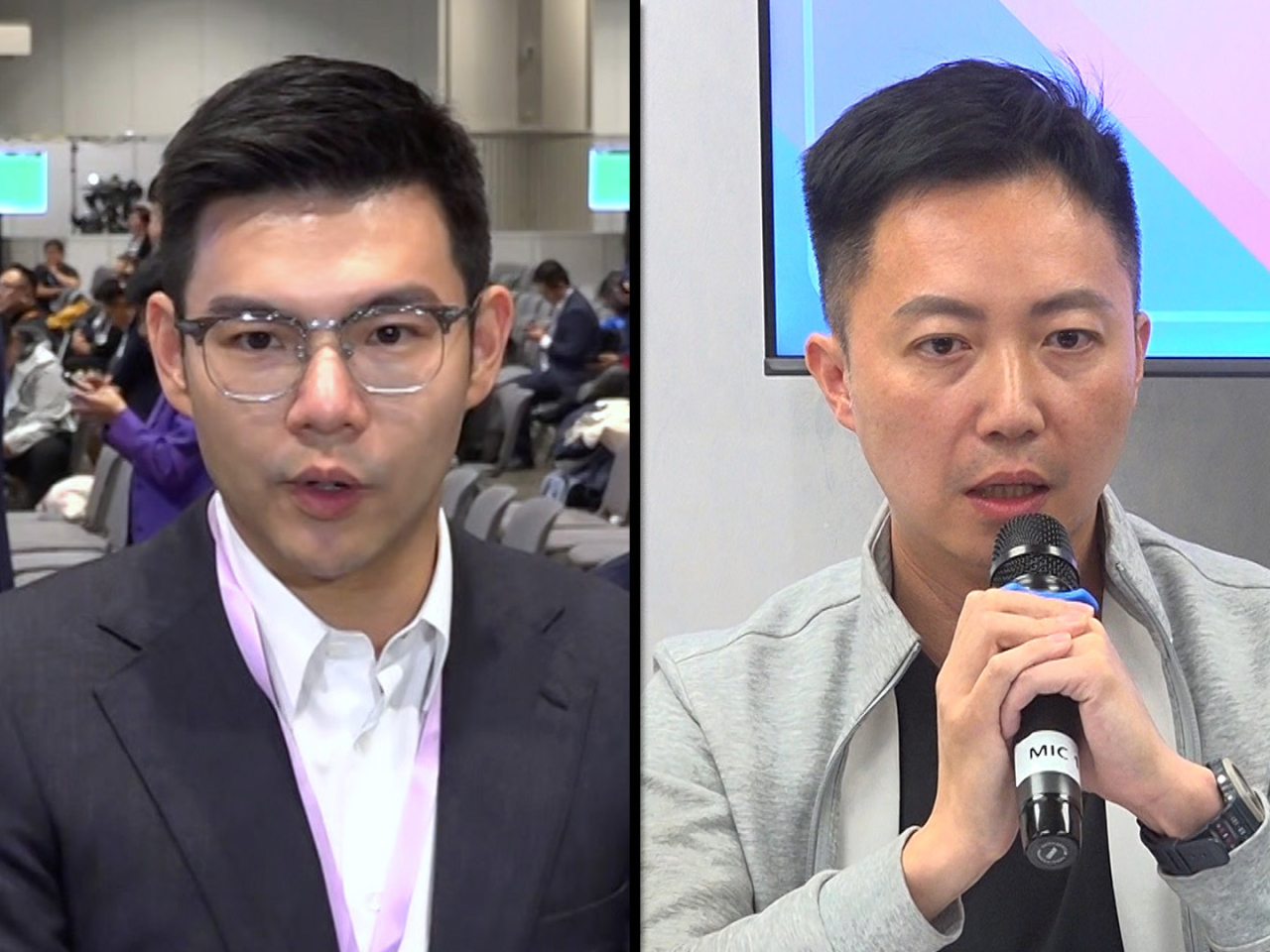 李梓敬（右）表示除了繼續支援居民，亦關注宏福苑悲劇揭露不少法例問題。譚鎮國（左） 表示，新一屆立法會要盡快處理改革及制度優化。