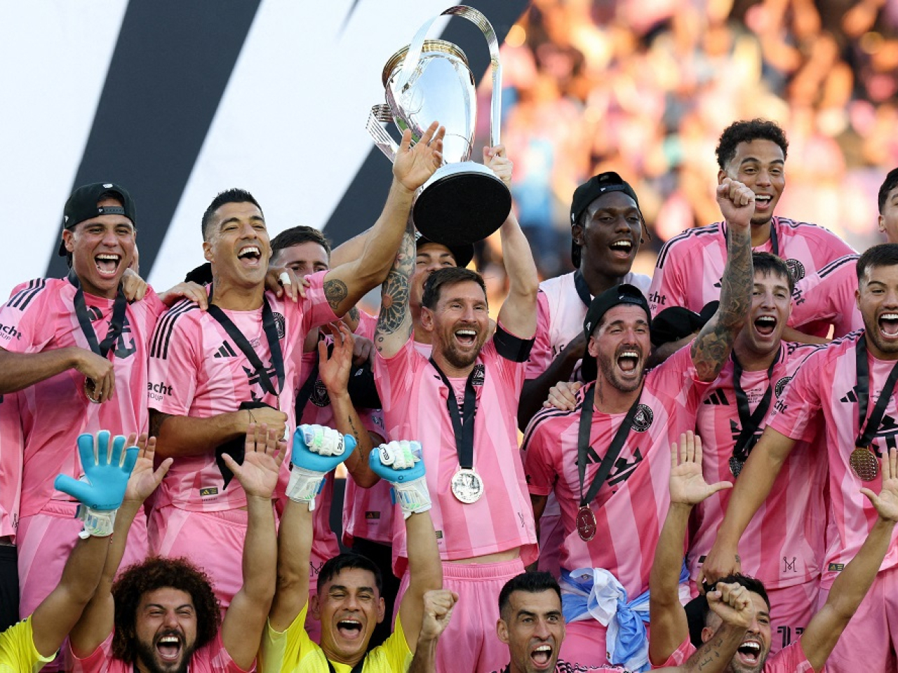 Inter Miami forward Lionel Messi holds the 2025 MLS Cup aloft after victory over the Vancouver Whitecaps. Photo: Reuters