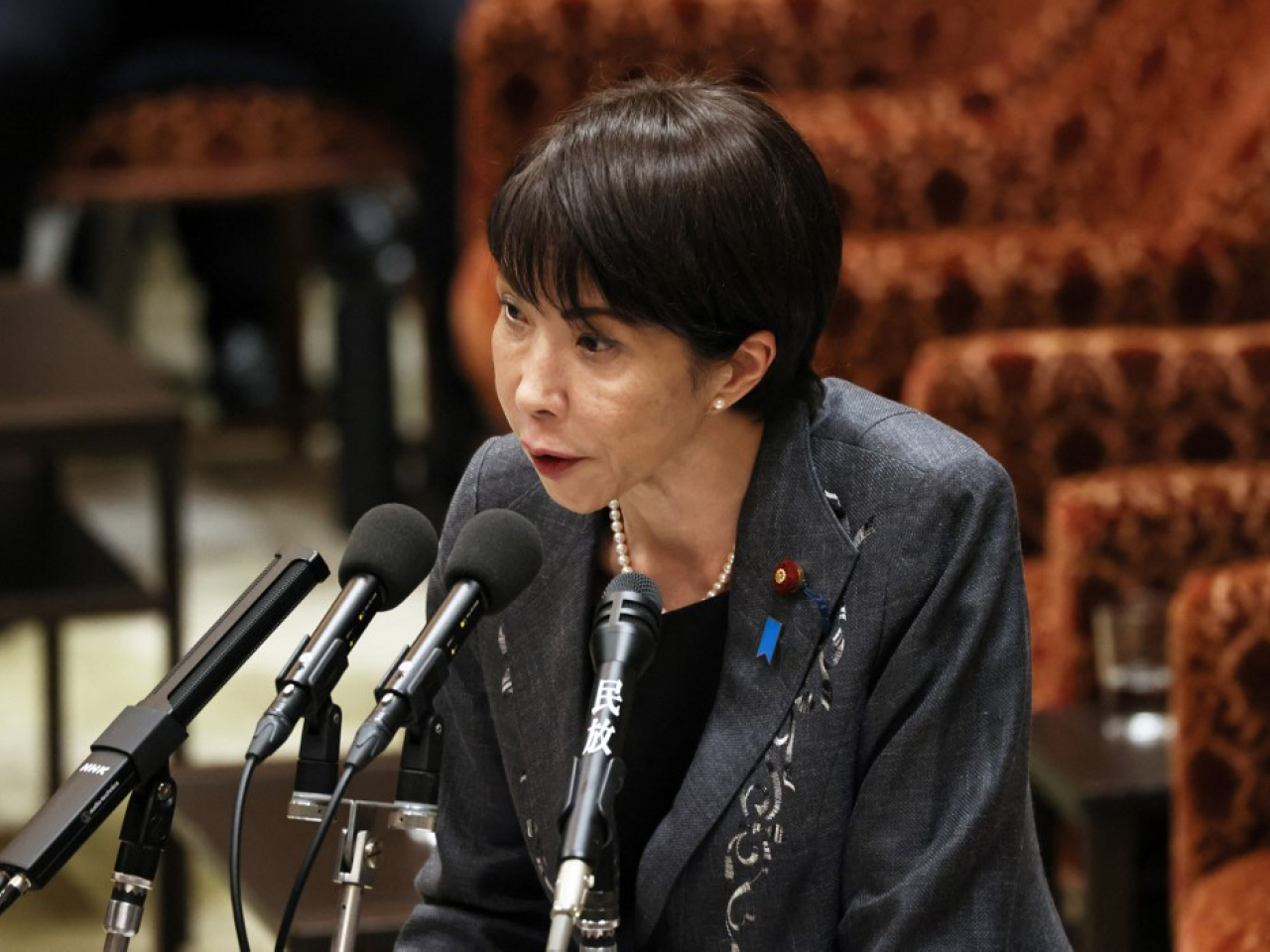 高市早苗在日本國會答辯時發表涉韓日領土爭議言論。（法新社）