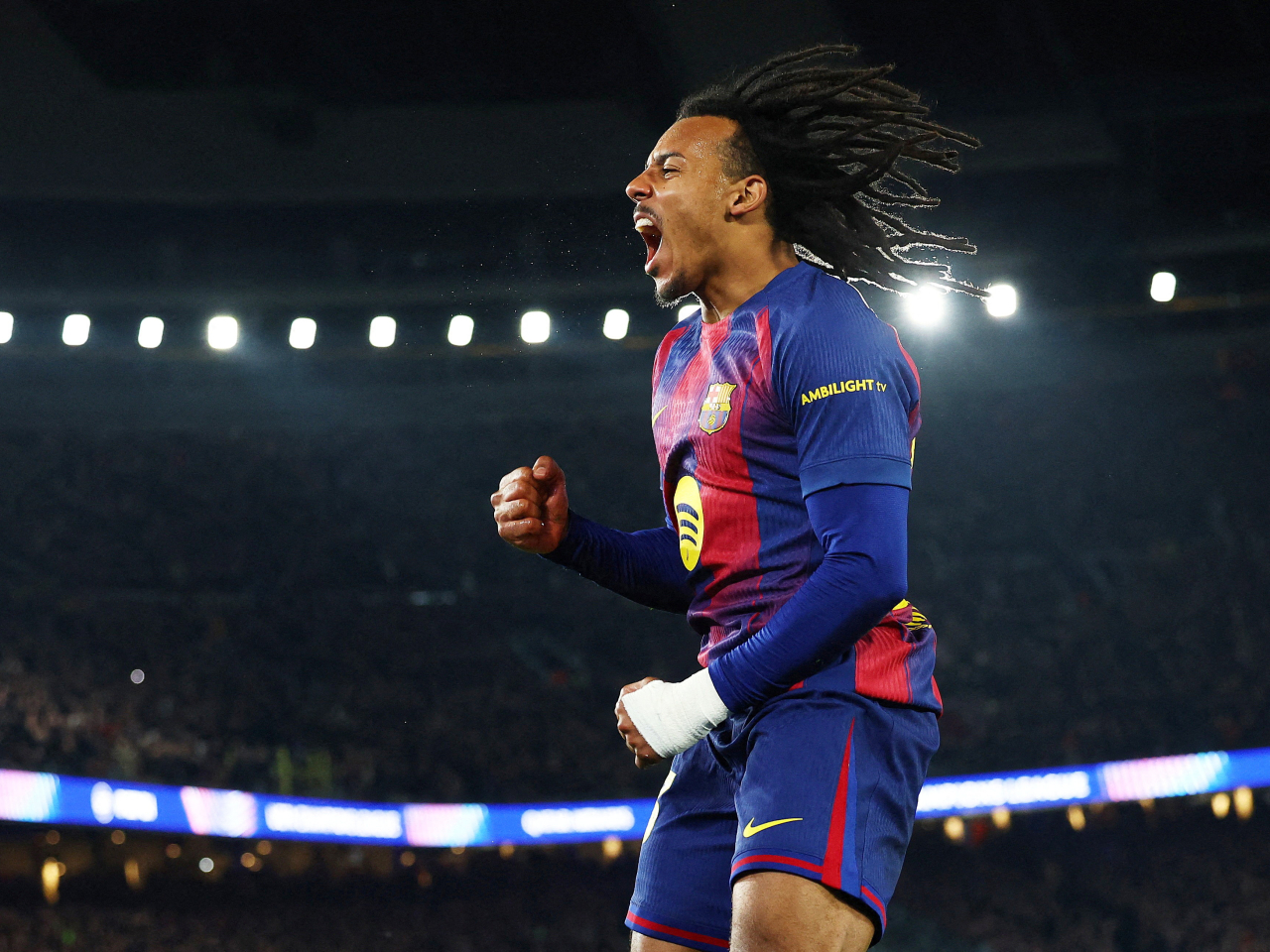 Jules Kounde scored twice early in the second half to lift Barcelona to a 2-1 win. Photo: Reuters