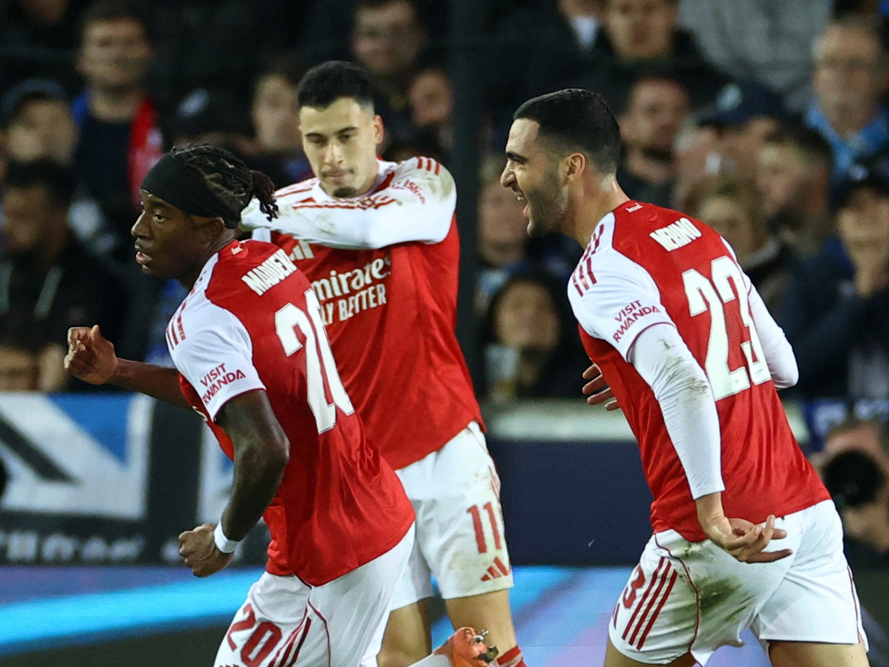 Former Chelsea winger Madueke's double helped lift Arsenal to a convincing 3-0 win. Photo: Reuters