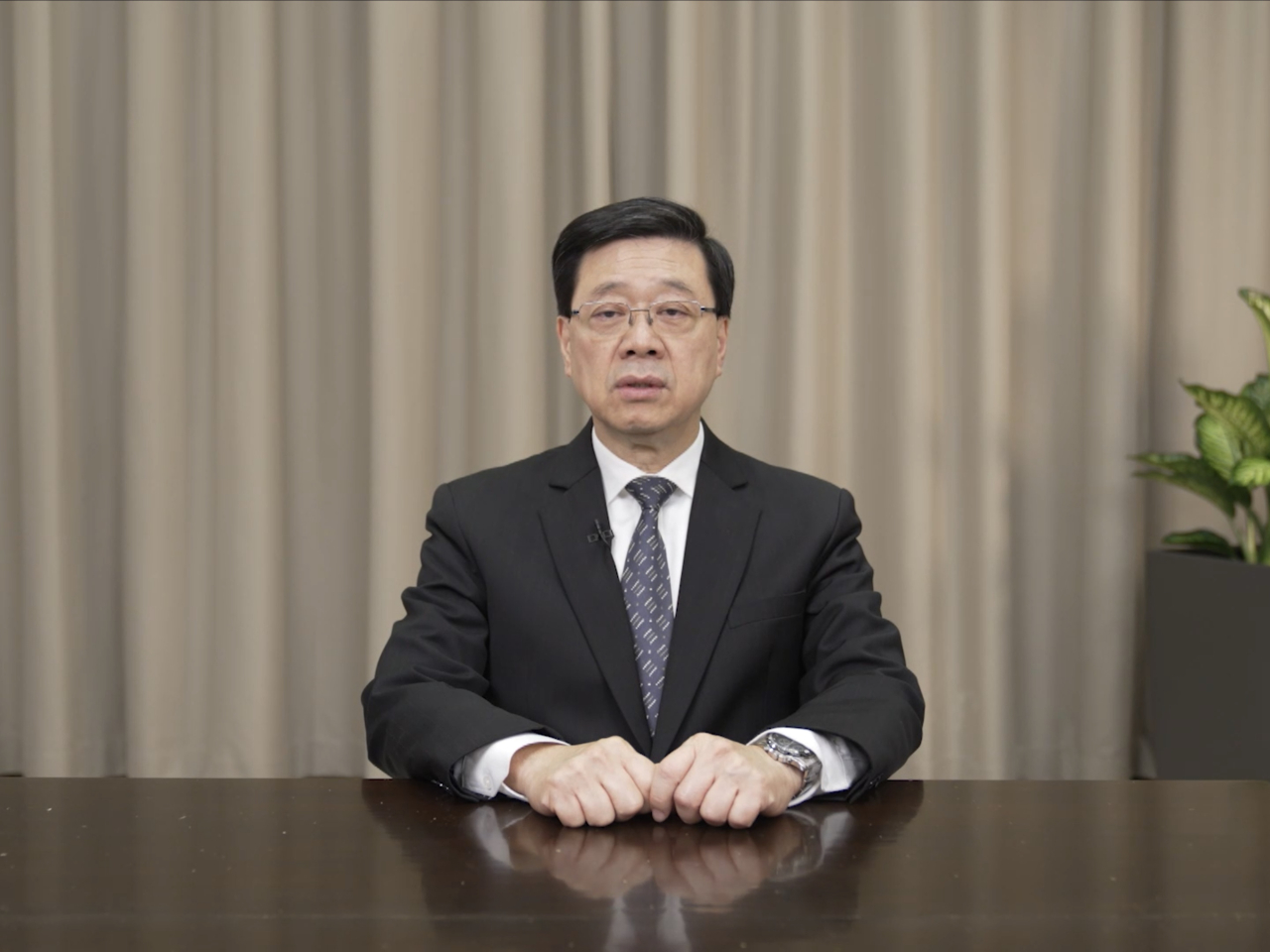 李家超指出，特區政府全力建設香港成為國際創新科技中心。（政府新聞處）