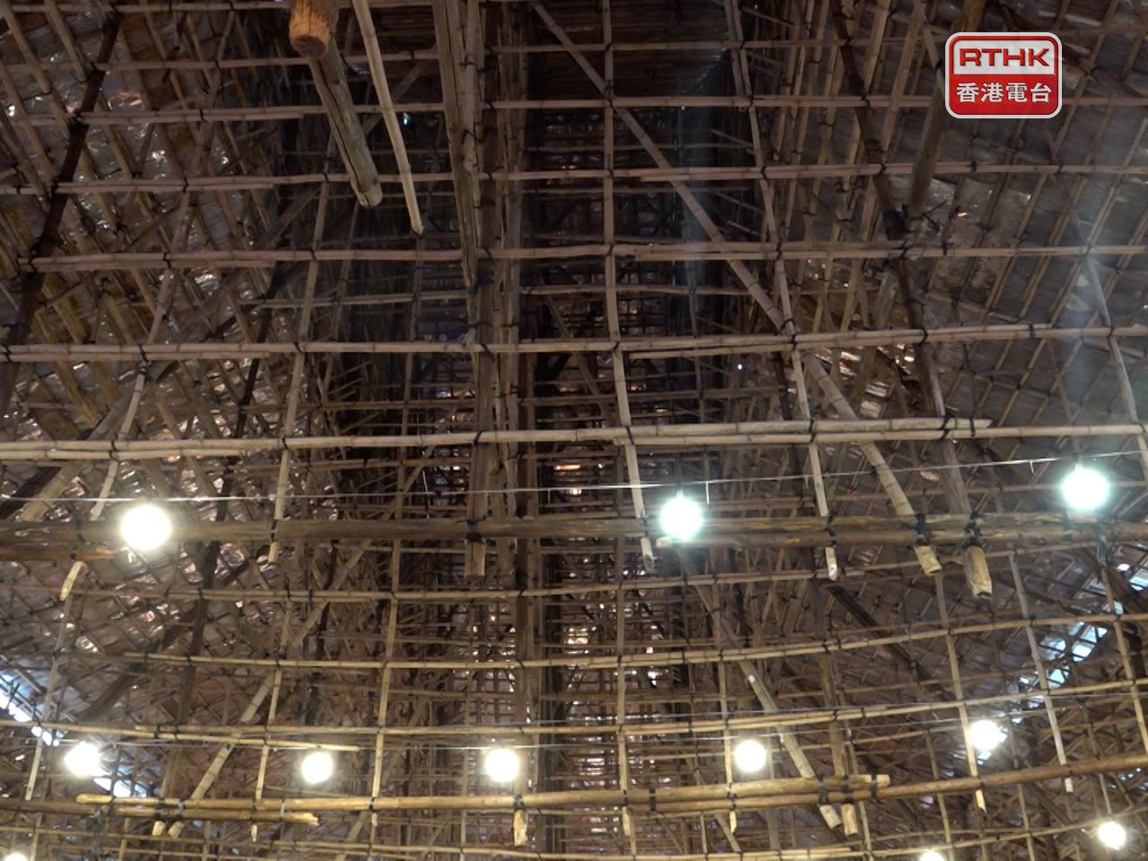 沙田九約太平清醮的場地同樣是由大型竹棚搭建。（林紹鋒攝）