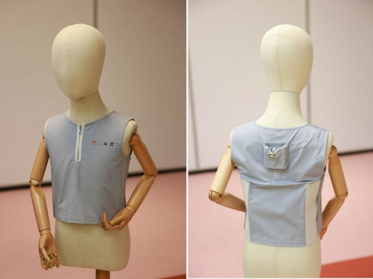 Researchers say the vest is made from soft, breathable fabrics designed to resemble regular garments for use over extended periods. Photo courtesy of EdUHK