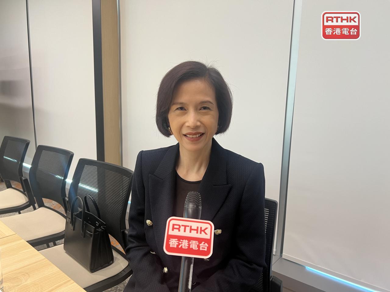 MPFA chairwomen, Ayesha Macpherson Lau, right, says platform fees could fall to less than 30 basis points next year from the current 37 basis points. Photo: RTHK