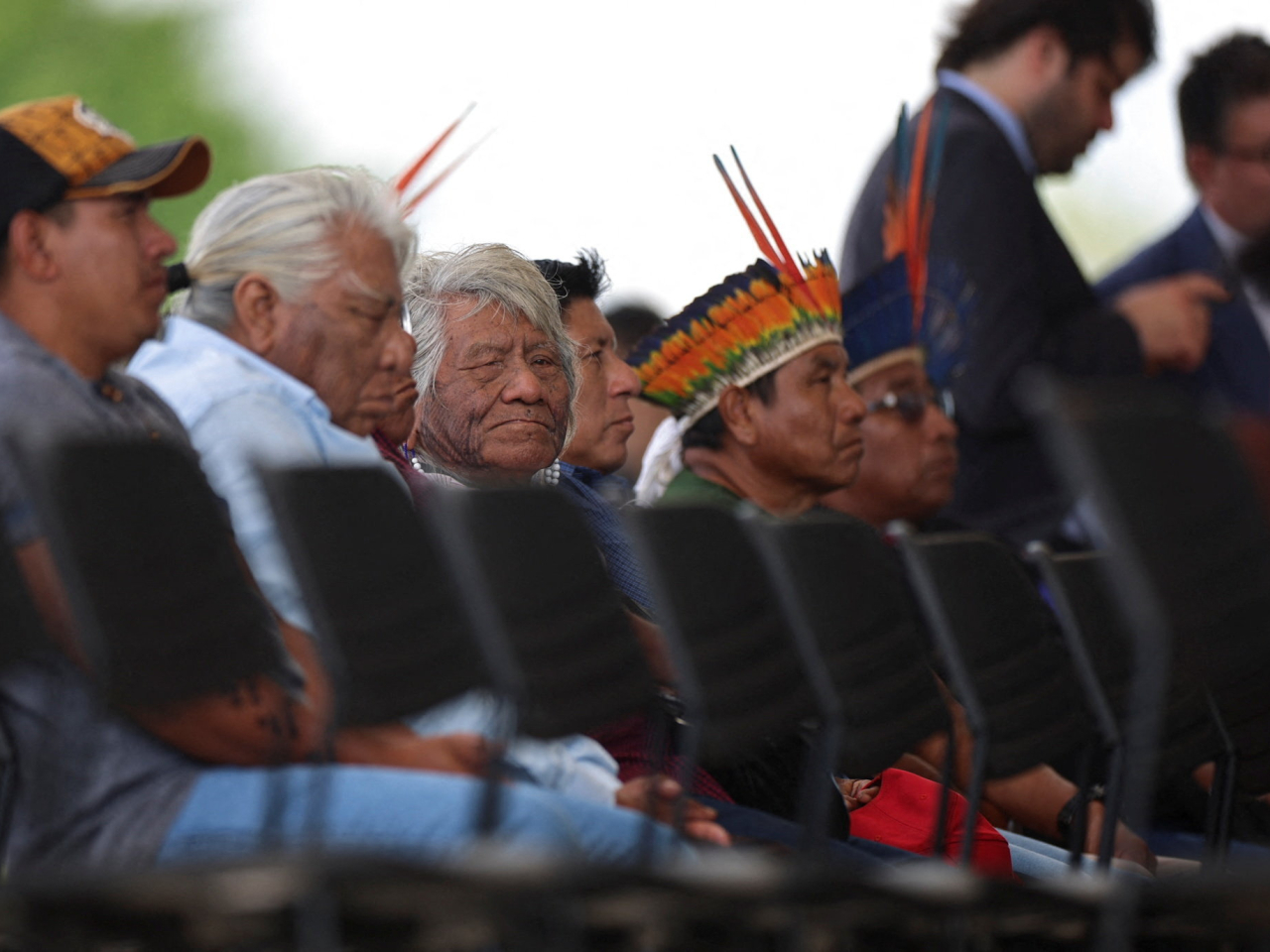 Indigenous people watch a session where judges discuss the validity of the time-frame law in Brasilia, Brazil, this month. File photo: Reuters