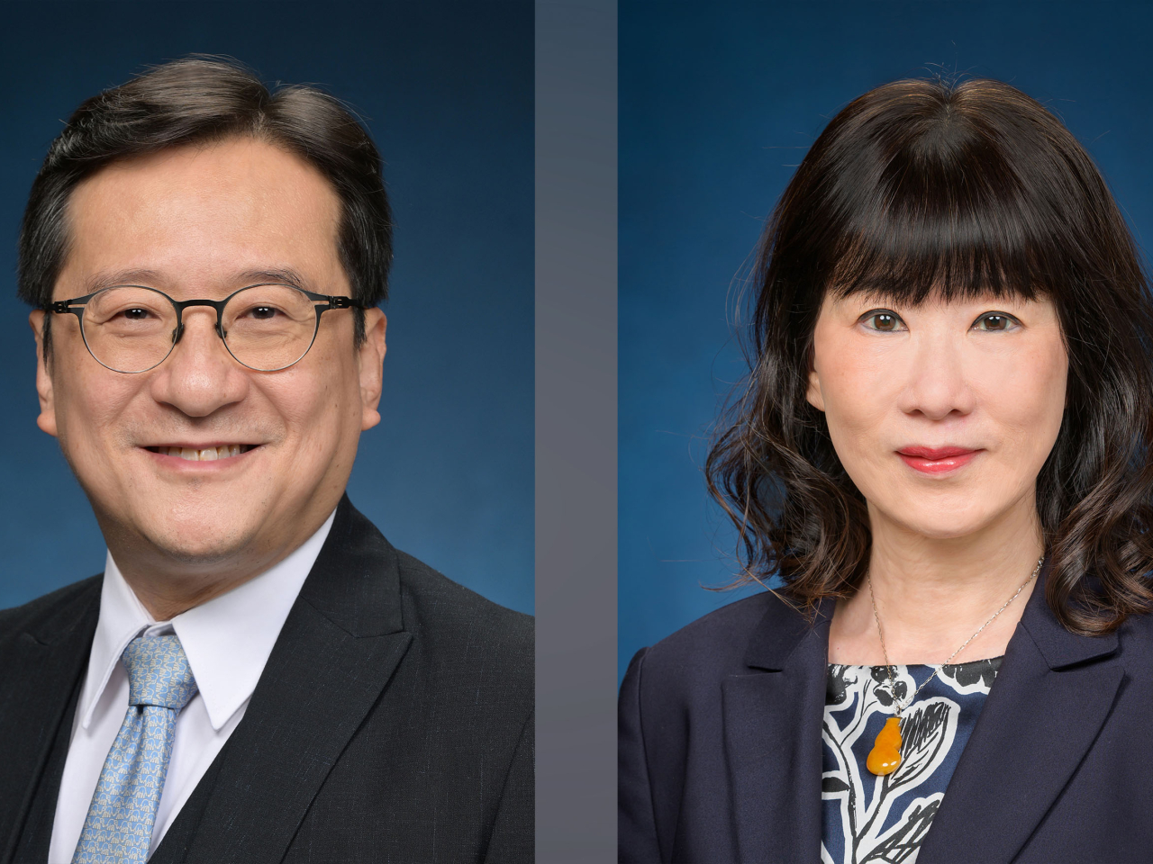 陳澤銘（左）獲委任為法律援助署署長。政府委任范婉兒（右）為政府經濟顧問。（政府新聞處）