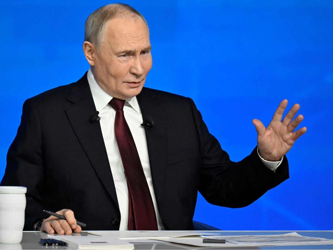 普京在莫斯科舉行年度記者會。（路透社）