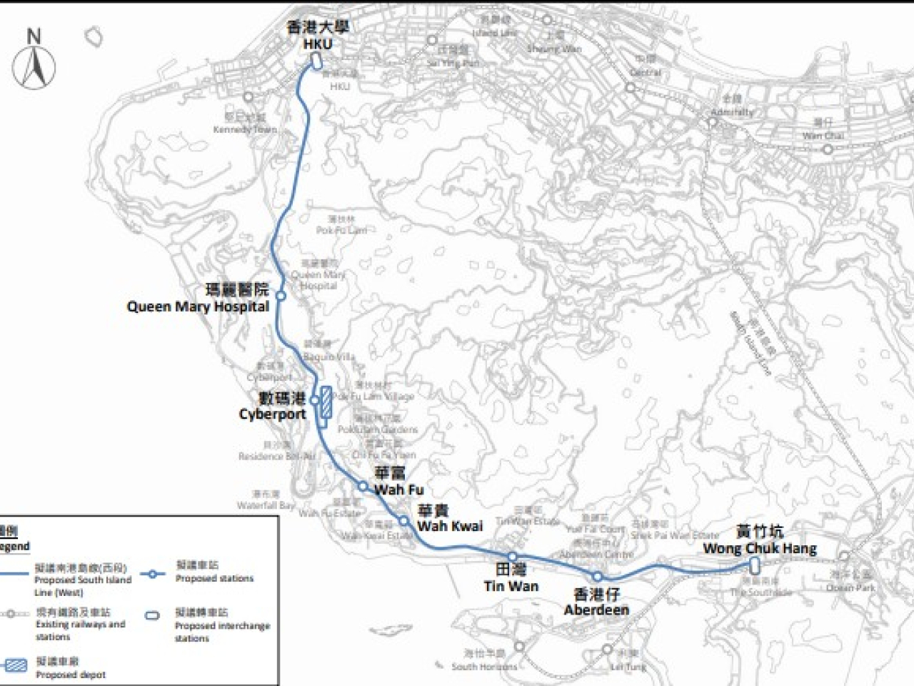 The South Island Line (West) has eight stations in total. Image courtesy of Information Services Department.