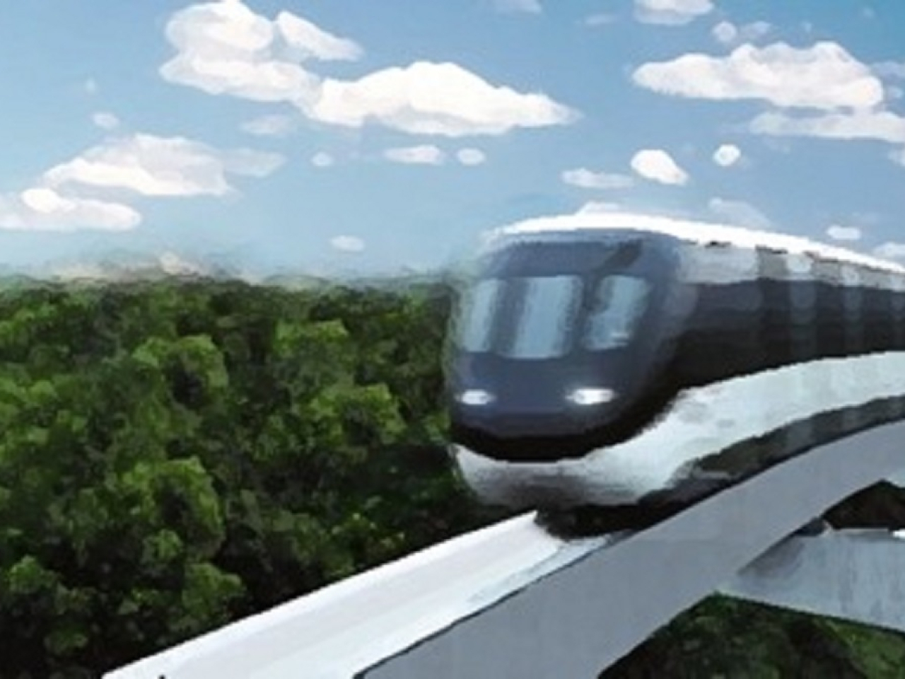 專屬高架橋上的南港島線（西段）智慧綠色集體運輸系統。（陳美寶網誌圖片）