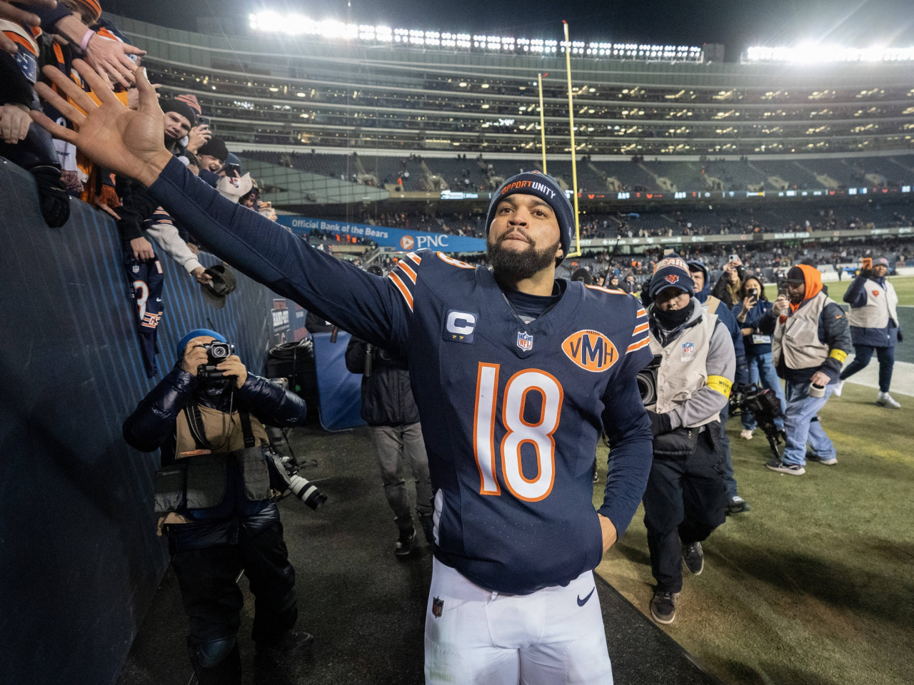 Bears quarterback Caleb Williams celebrates victory over the Packers. Photo: Mark Hoffman-USA TODAY Network via Imagn Images/Reuters