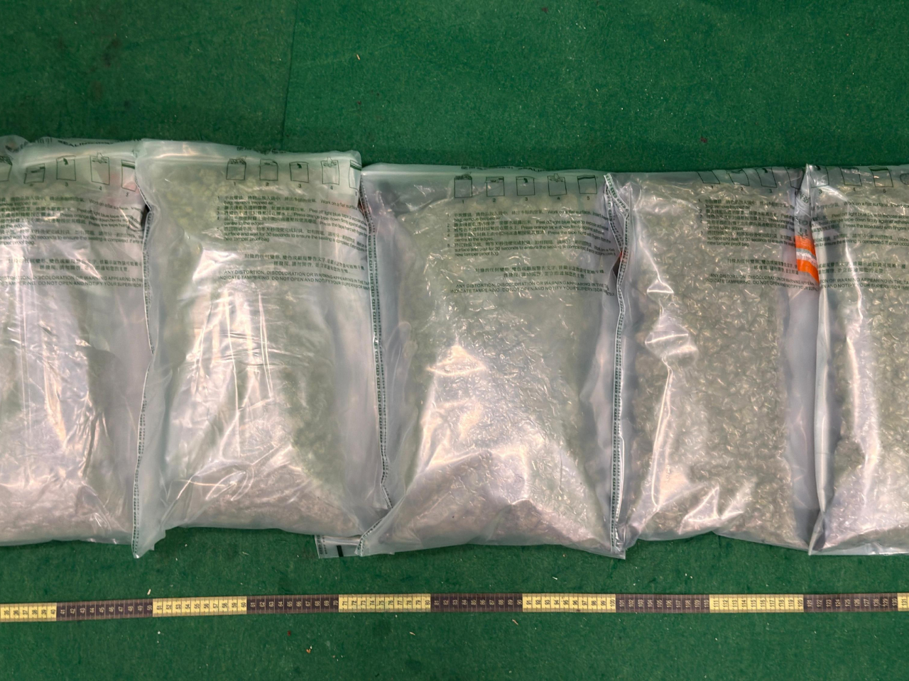 檢獲的懷疑大麻花估計市值約100萬元。（政府新聞處）