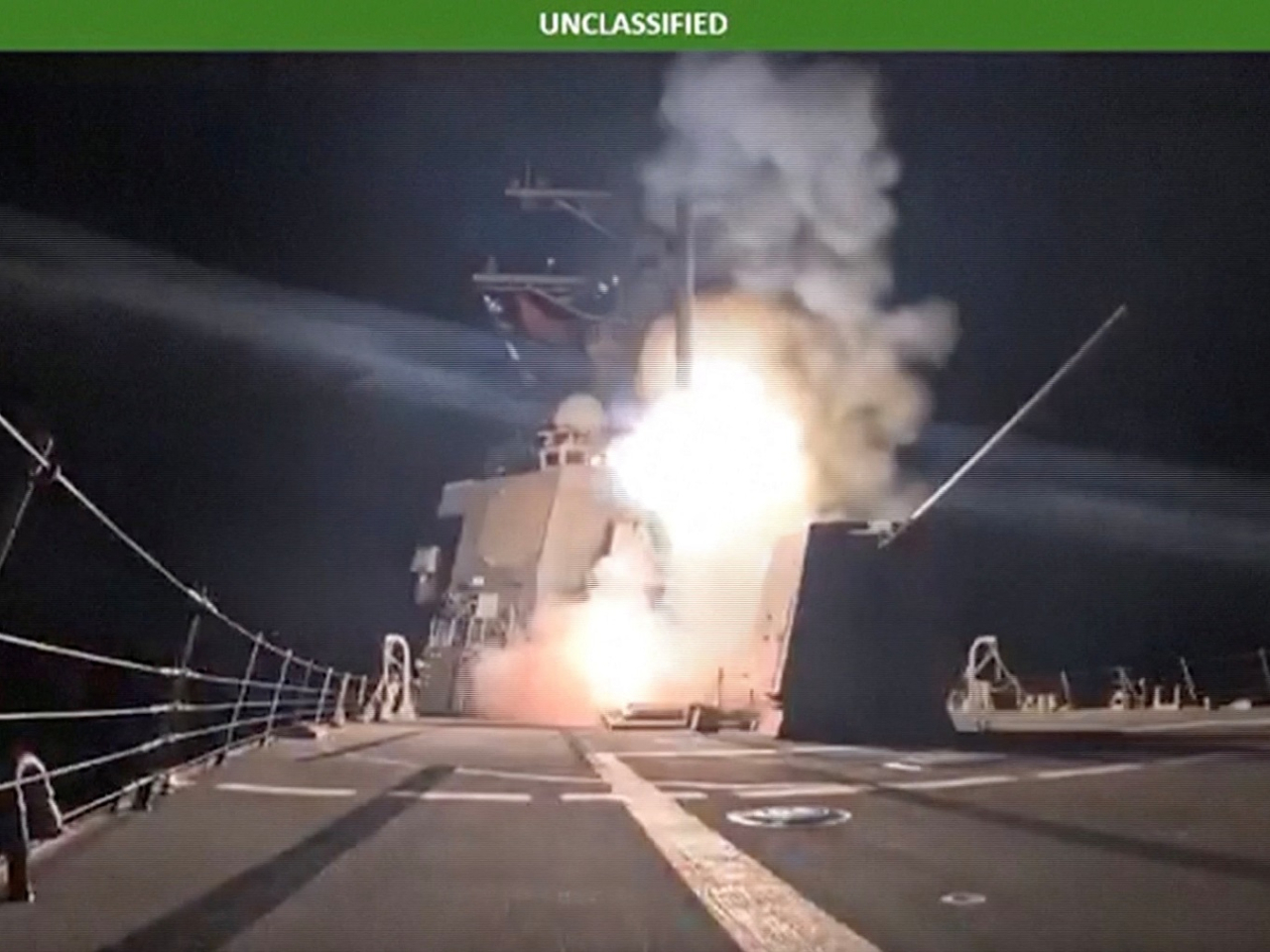 A missile is launched from a military vessel at an unidentified location, in this screen grab obtained from a handout video released by the US Department of War. Photo: handout via Reuters