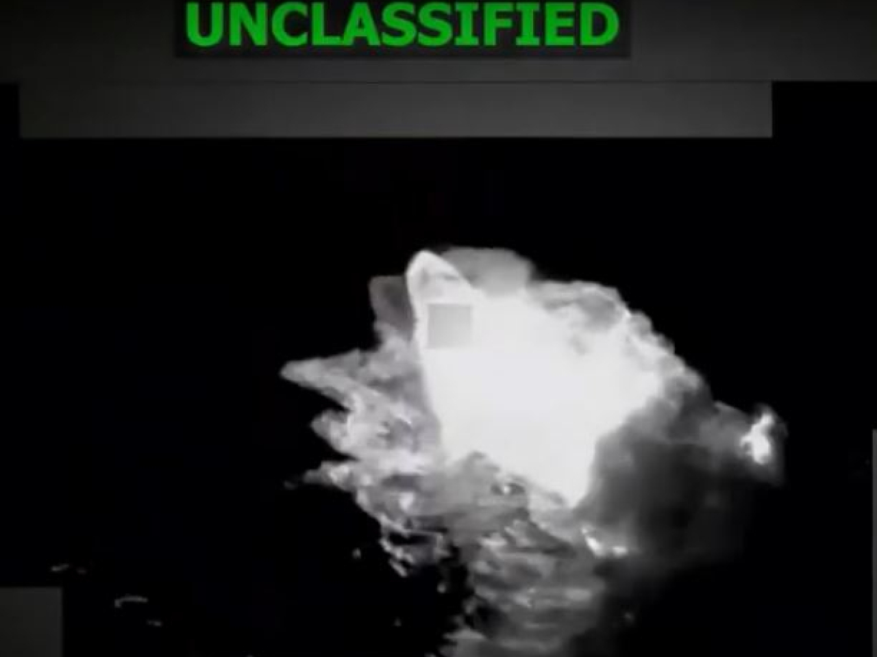 The bow of one of the three boats alleged to be trafficking drugs can be seen after a kinetic strike. Photo: Reuters