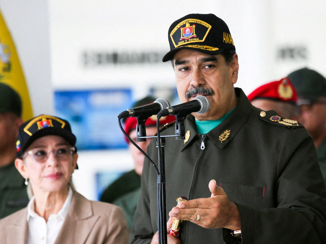 Venezuela&rsquo;s President Nicolas Maduro and his wife Cilia Flores attend a year-end salutation to military forces in La Guaira, Venezuela on December 28, 2025. File photo: Reuters