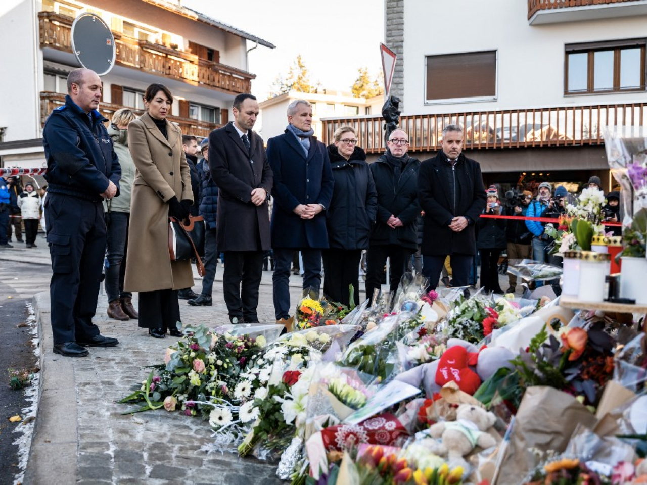 A makeshift memorial outside the "Le Constellation" bar, after a deadly fire and explosion during a New Year's Eve party. Photo: AFP