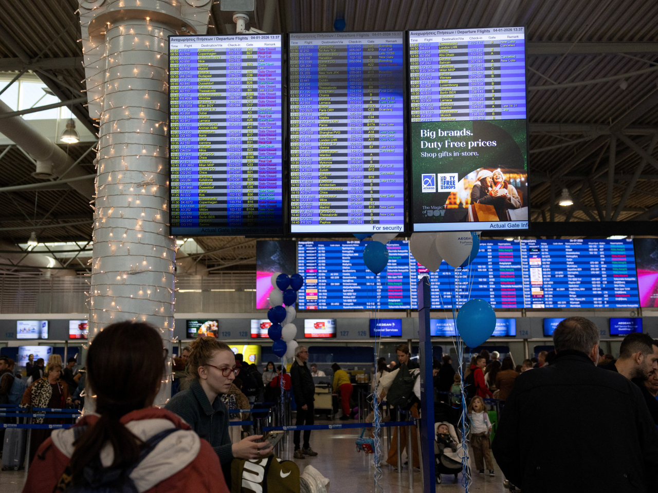 Thousands of travellers were stranded at the Eleftherios Venizelos International Airport in Athens. Photo: Reuters