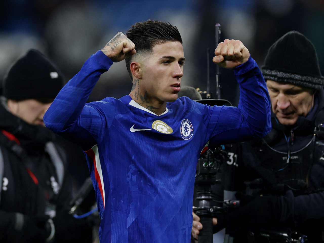 車路士補時階段入球，1:1逼和曼城。（路透社）