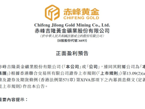 赤峰黃金預計，去年度盈利按年增加約70%至81%，至介乎30億至32億元人民幣。（網上截圖）