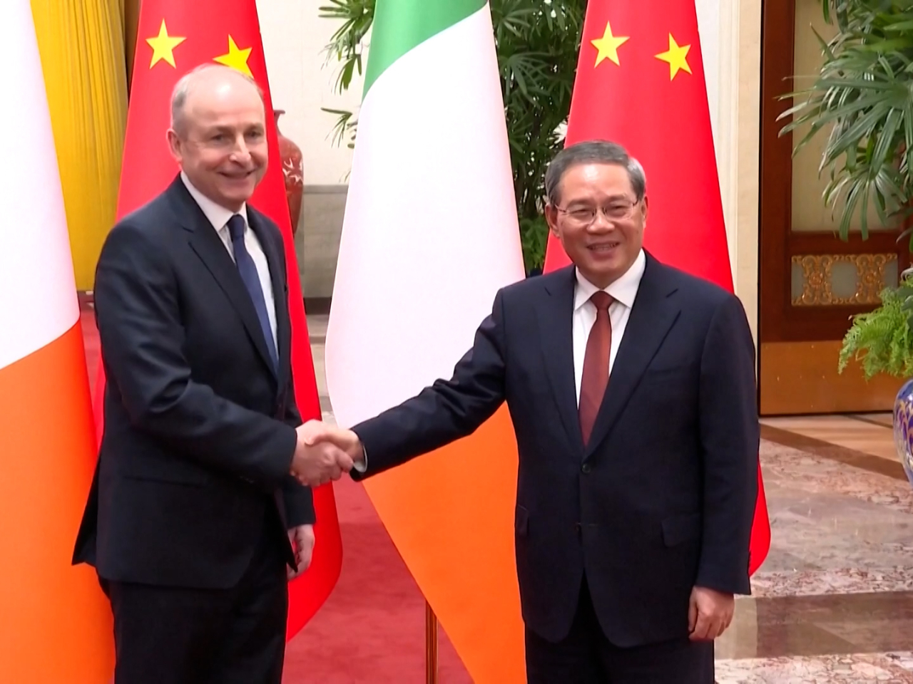 Li Qiang has described the two economies as "highly complementary" and called for upholding multilateralism and free trade. Photo: CCTV