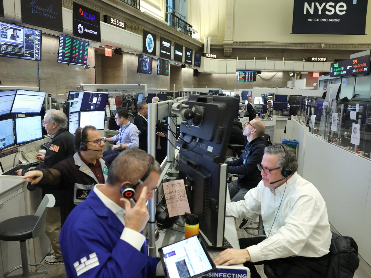 The Dow Jones Industrial Average rose 1 percent to 49,462 points, nearing the historic 50,000 mark. Photo: Reuters