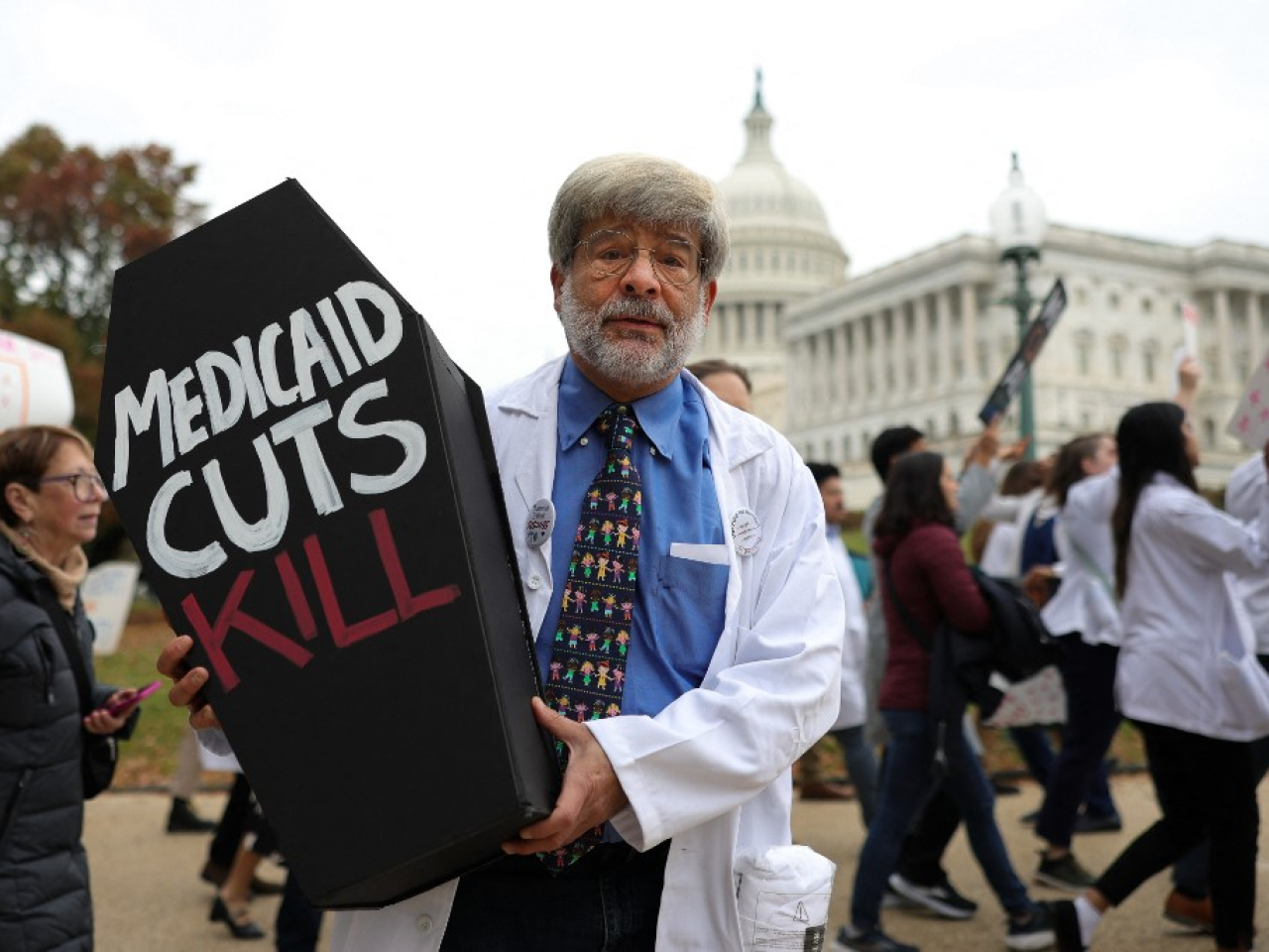 Medical professional march to the US Capitol in Washington, DC, against Medicare cuts and changes. File photo: AFP