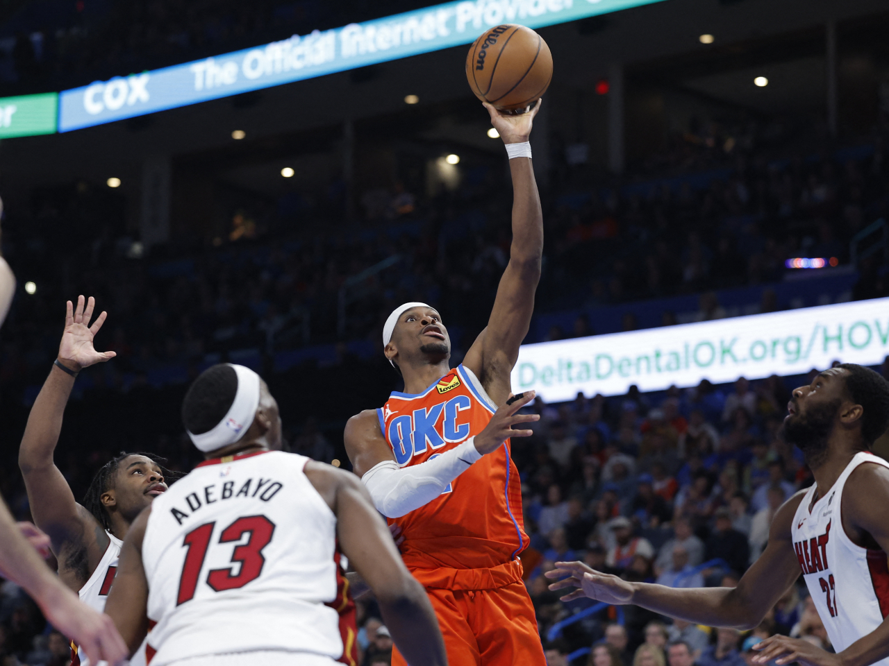 Gilgeous-Alexander entered OKC's match against Miami having scored at least 20 points in 109 straight games. Photo: Reuters