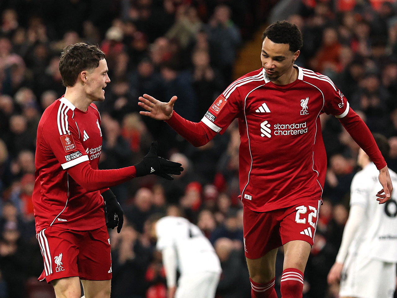 Florian Wirtz, left, and Hugo Ekitike struck in the second half to cap off the Liverpool victory. Photo: Reuters