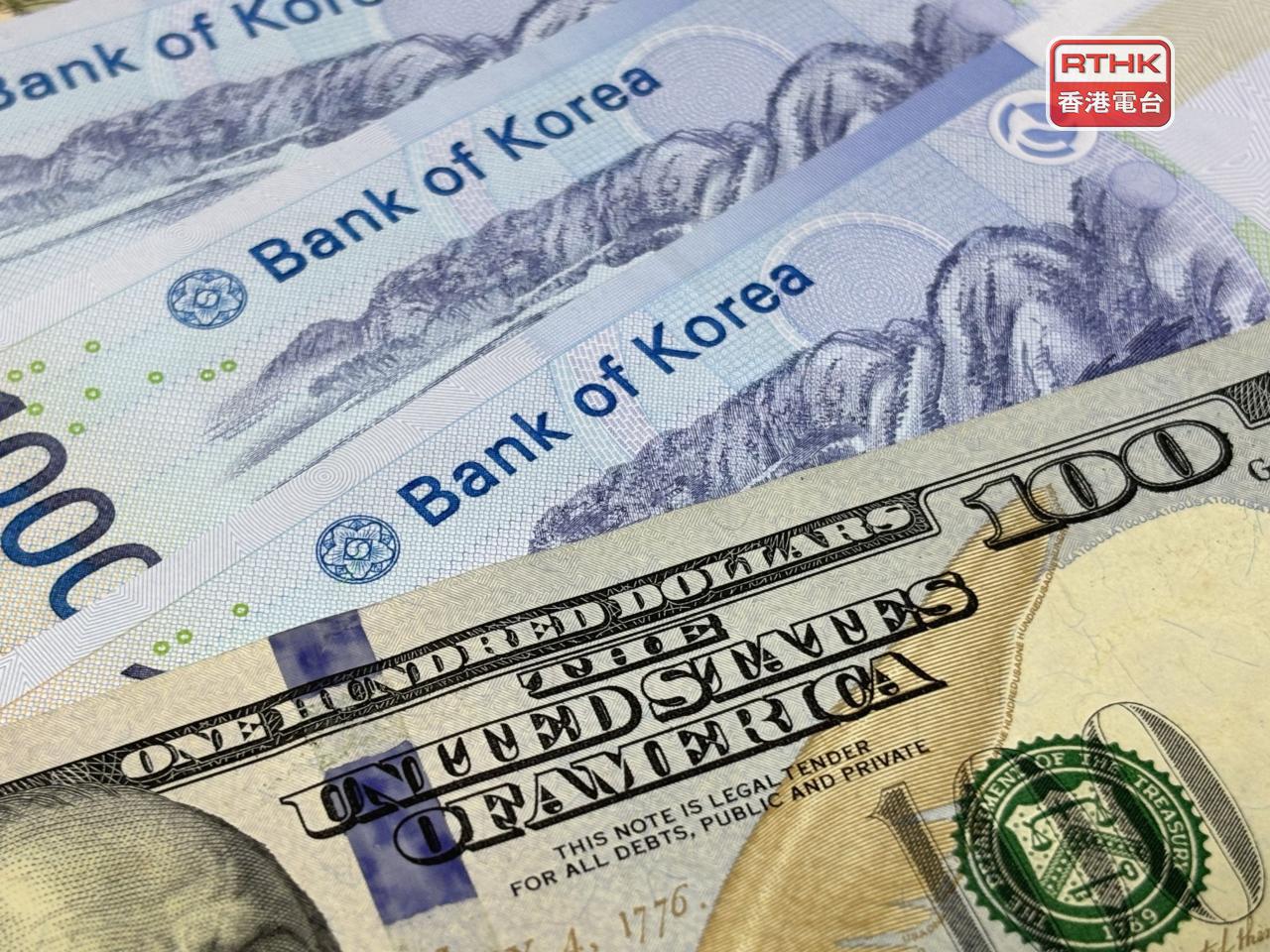 韓元連跌11個交易日，韓國政府稱短期內採取措施解決匯市單邊下跌。（港台圖片）