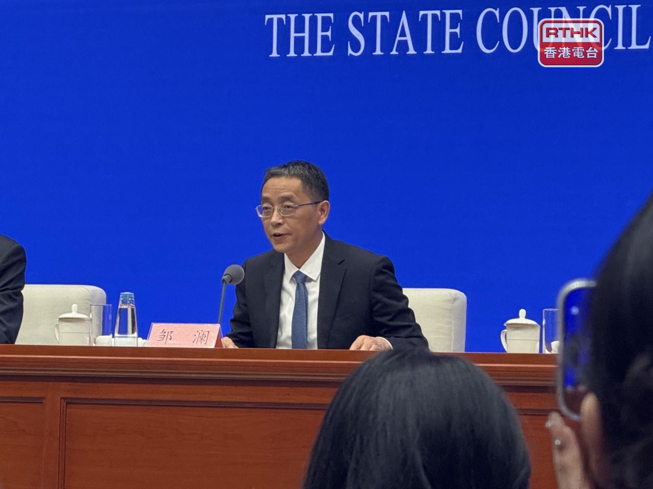 鄒瀾表示，中國沒必要，亦無意通過匯率貶值以獲取國際貿易競爭優勢。（陳曉筠攝）