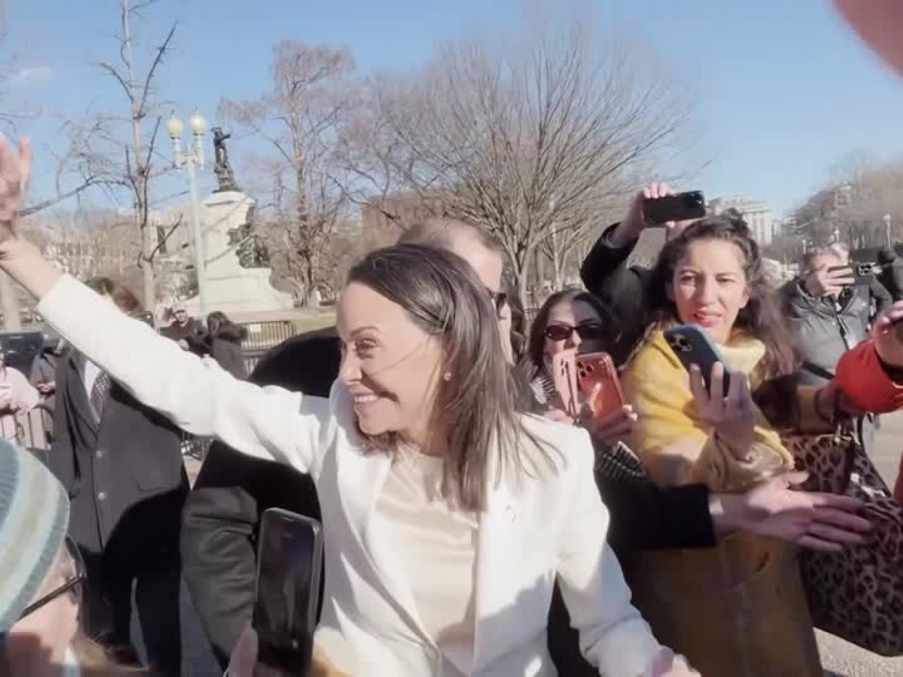 Venezuelan opposition leader Maria Corina Machado says her meeting with US President Donald Trump went very well. Photo: Reuters