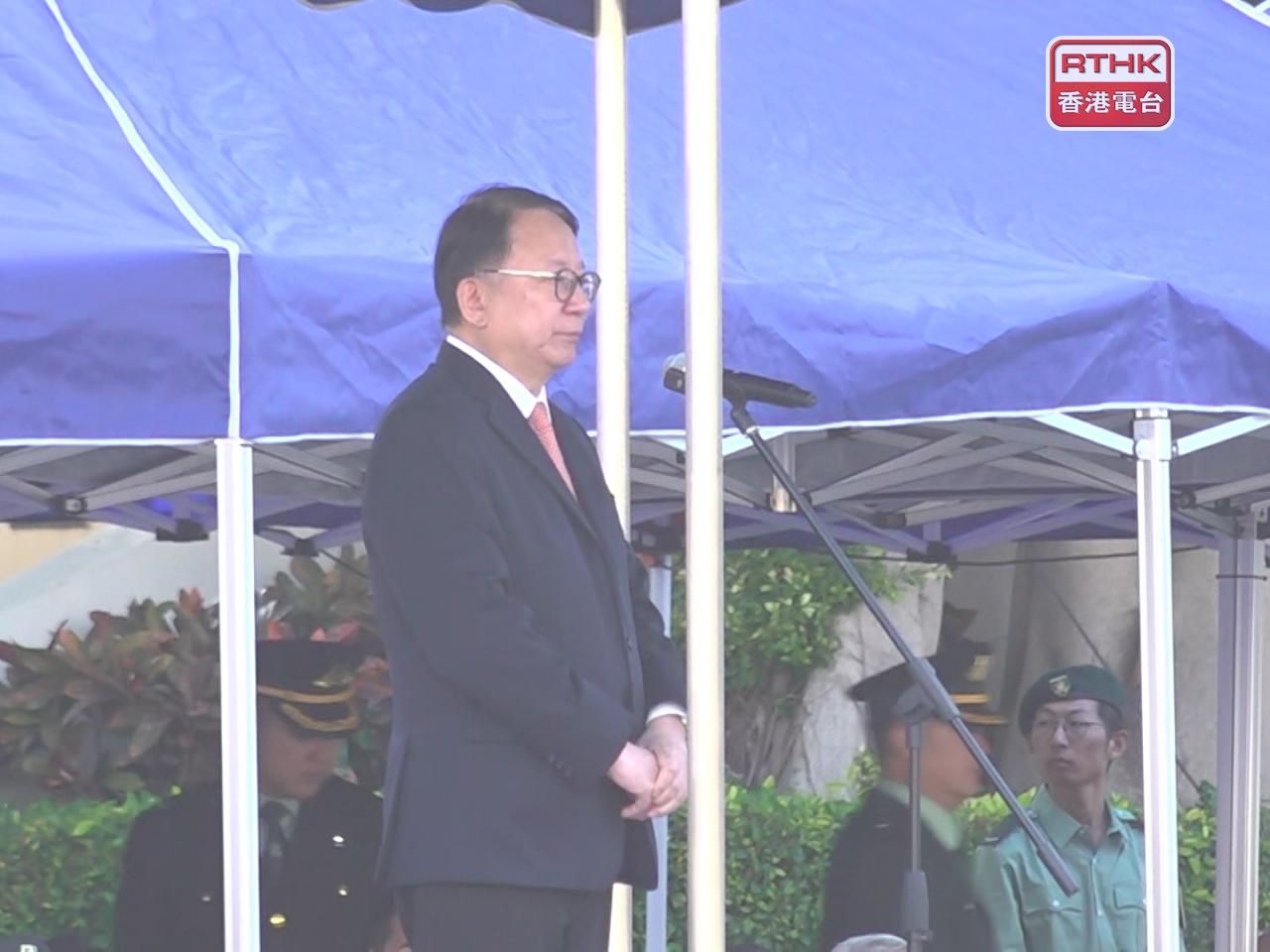 陳國基表示，特區政府十分重視青年發展，致力培育愛國愛港、具備世界視野、有抱負和具正向思維的新一代。（葉美薏攝）