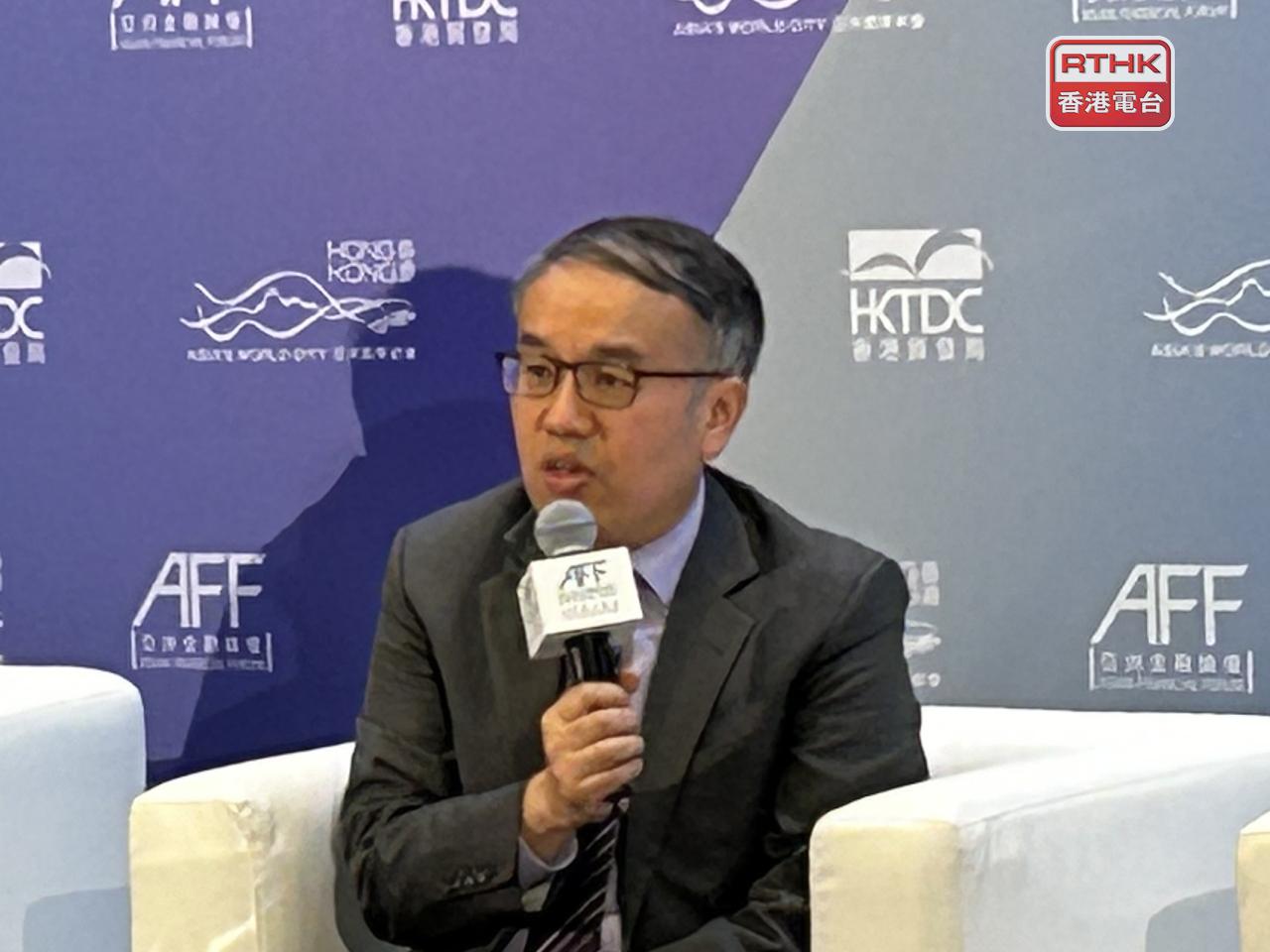 許正宇說，今屆亞洲金融論壇加入黃金市場發展元素，特設討論環節，並安排簽署黃金市場發展合作備忘錄。（羅煒皓攝）