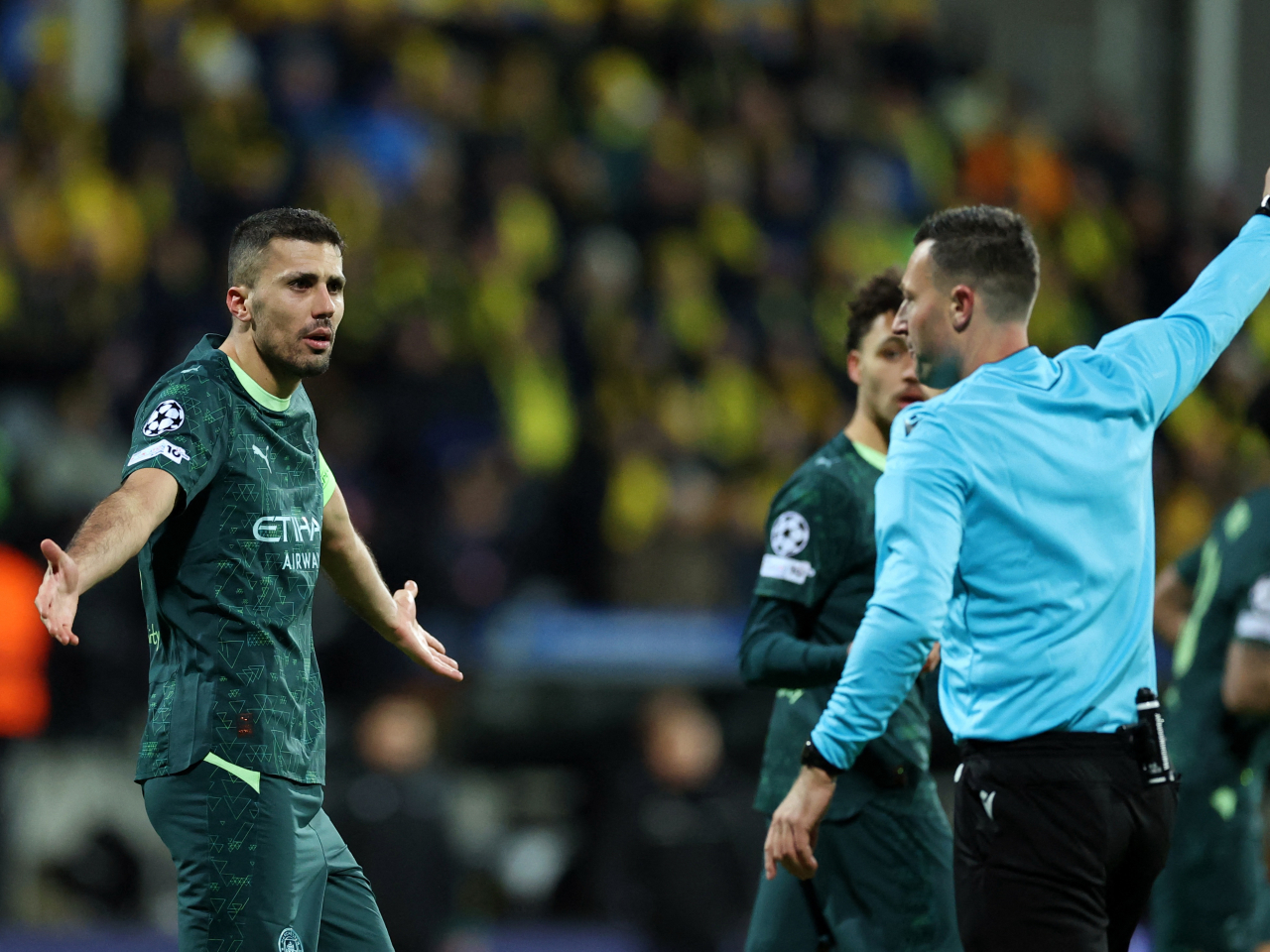 Rodri's second half red card capped off a night to forget for Manchester City. Photo: Reuters