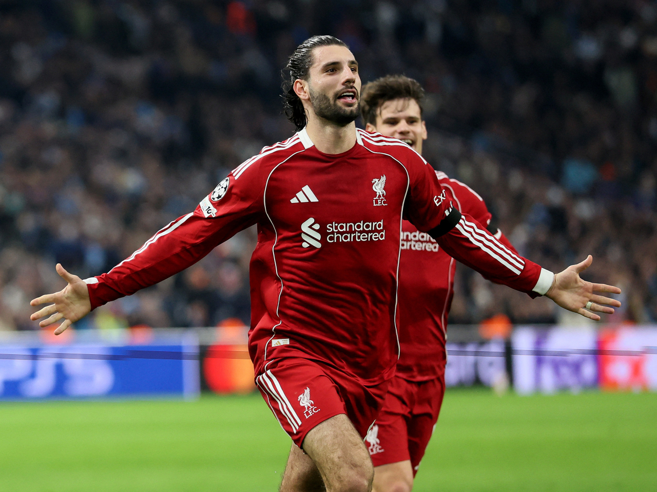 Dominik Szoboszlai's late first-half goal set the tone for the Reds at Marseille. Photo: Reuters