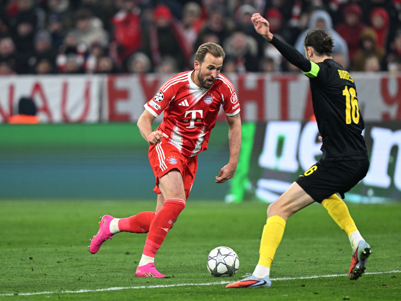 Harry Kane netted twice for the German champions en route to their last 16 qualification. Photo: Reuters