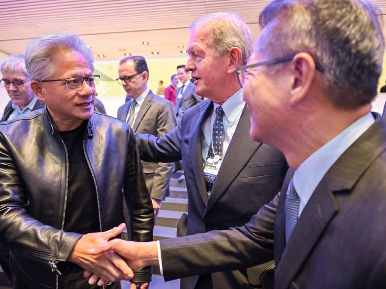 Paul Chan chatted to some 100 cross-sector leaders, including Nvidia chief executive Jensen Huang. Photo courtesy of Information Services Department