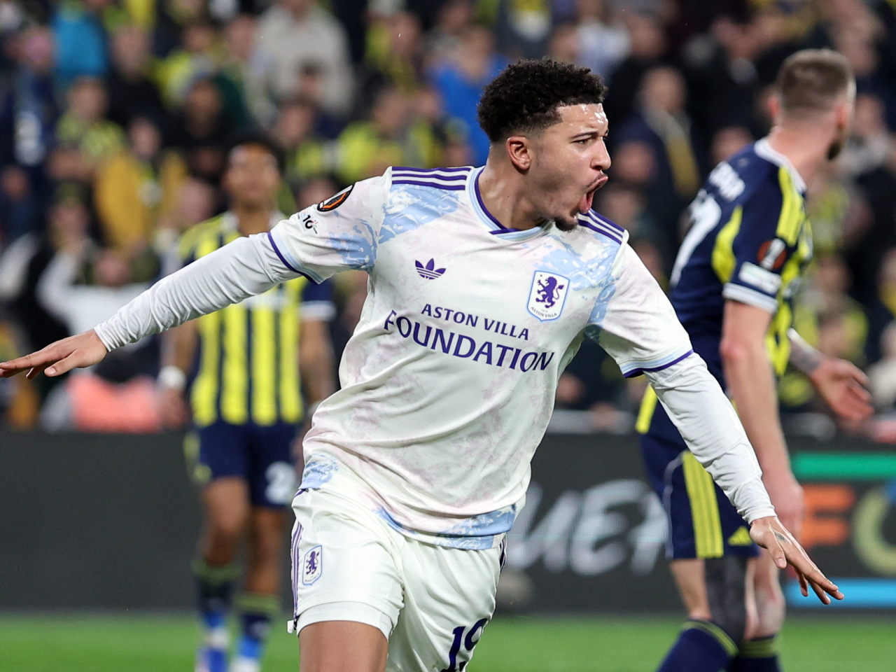 Jadon Sancho's first-half goal ultimately proved to be the winner for Villa in Istanbul. Photo: Reuters