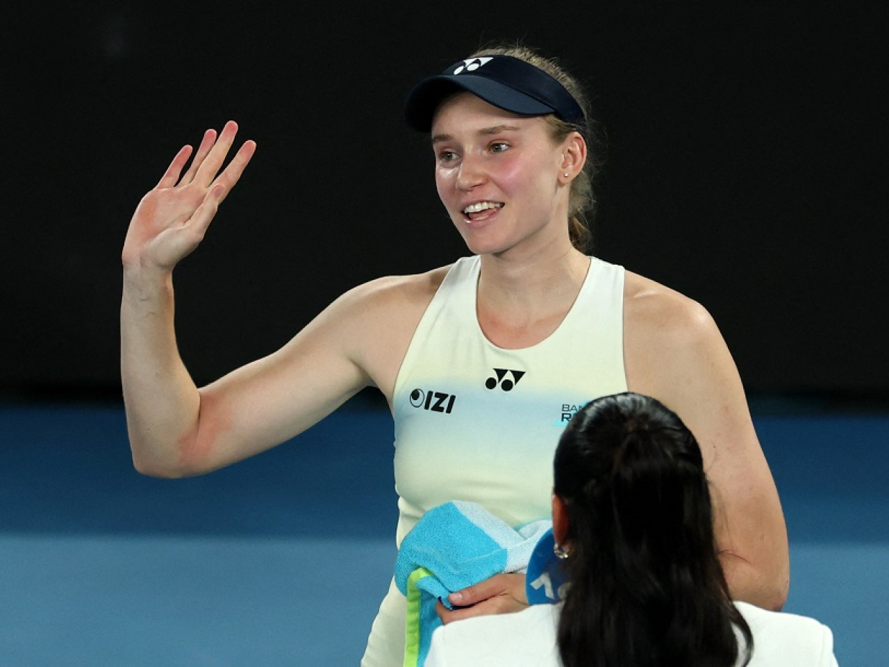 Elena Rybakina celebrates her semi-final win over Jessica Pegula. Photo: Reuters