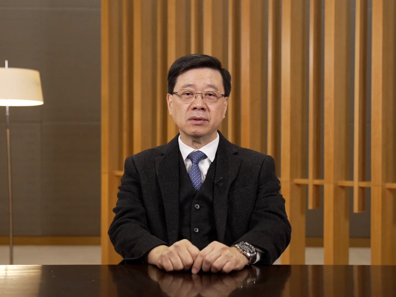 李家超表示，今年是國家「十五五」規劃的開局之年，浙港強化創科合作正當其時。 （政府新聞處截圖 ）