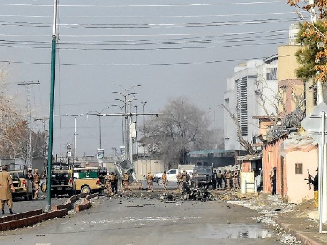 Security personnel inspect a blast site in Quetta after an attack by Baloch separatists. Photo: AFP