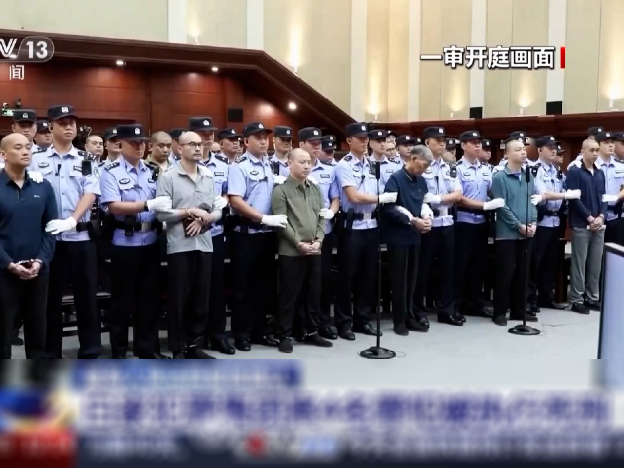 法院依法對罪犯白應蒼、楊立強、胡小姜、陳廣益宣判，並執行死刑。（央視截圖）