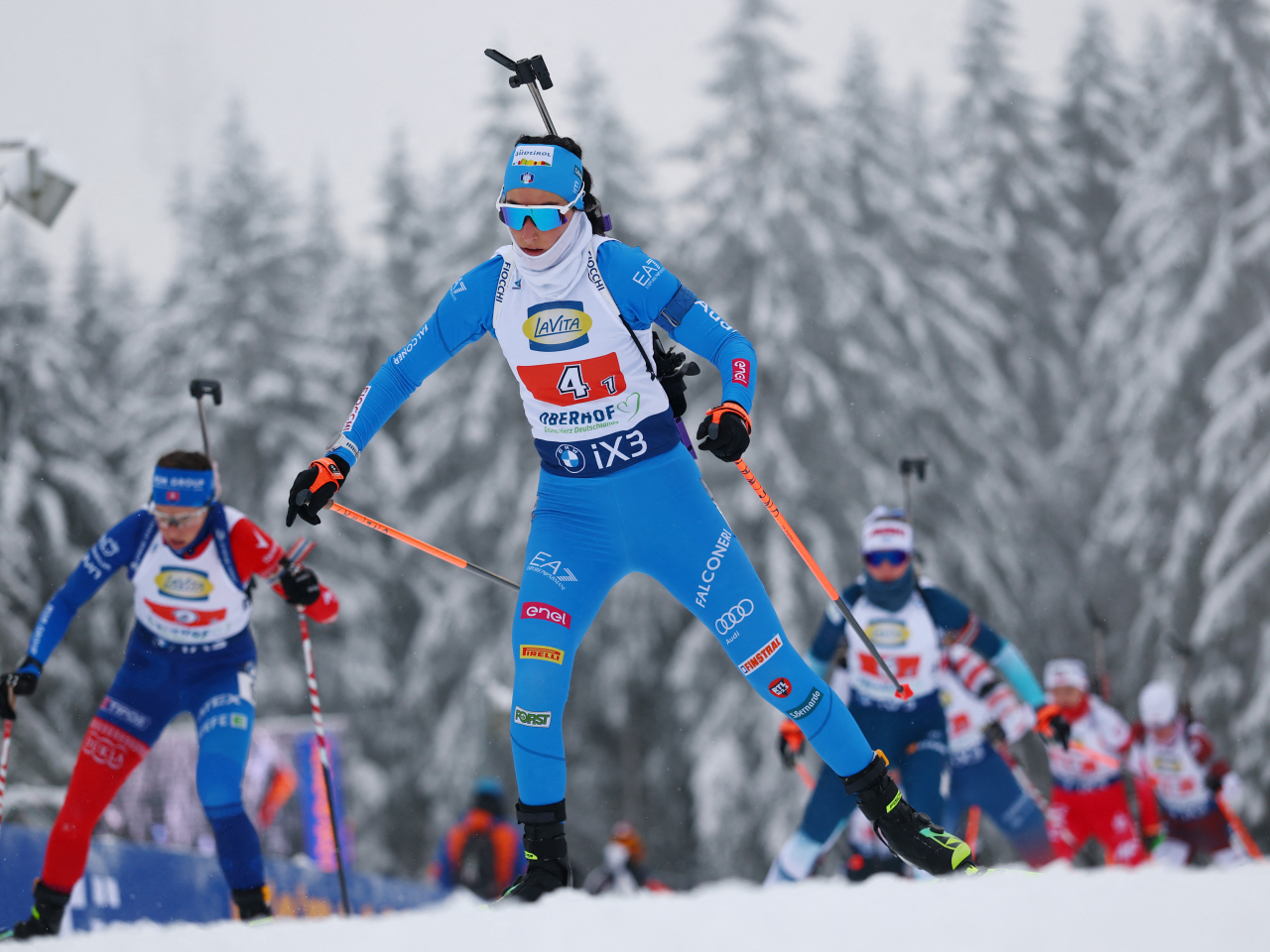 冬季兩項運動員帕斯勒（中）在一次非賽前檢測中，驗出荷爾蒙治療藥物來曲唑。（路透社資料圖片）