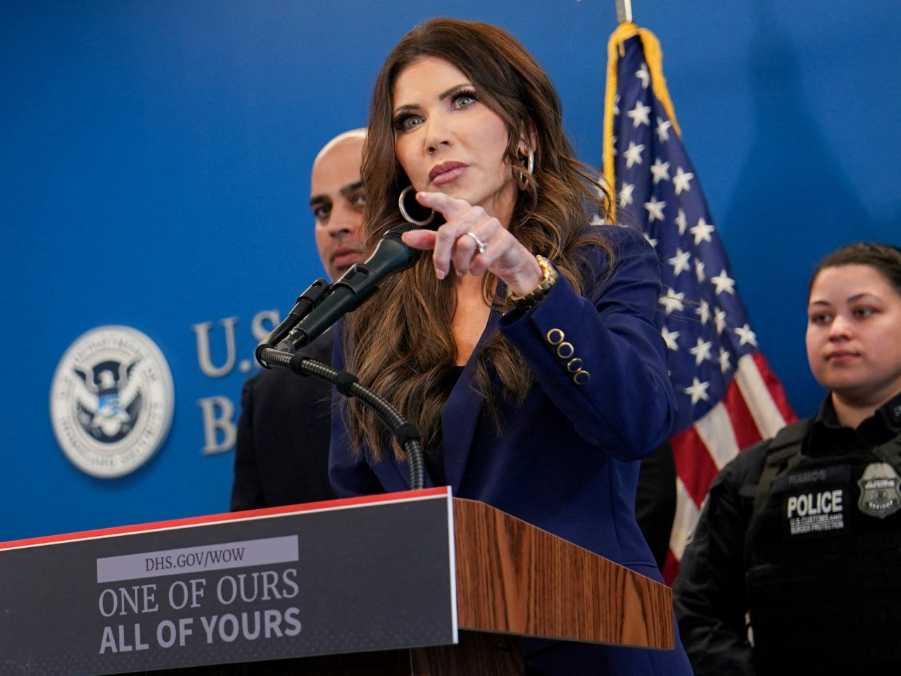 Kristi Noem is condemned to a court loss by her own words in lamenting the arrival of 'killers, leeches and entitlement junkies' from countries like Haiti. File photo: Reuters