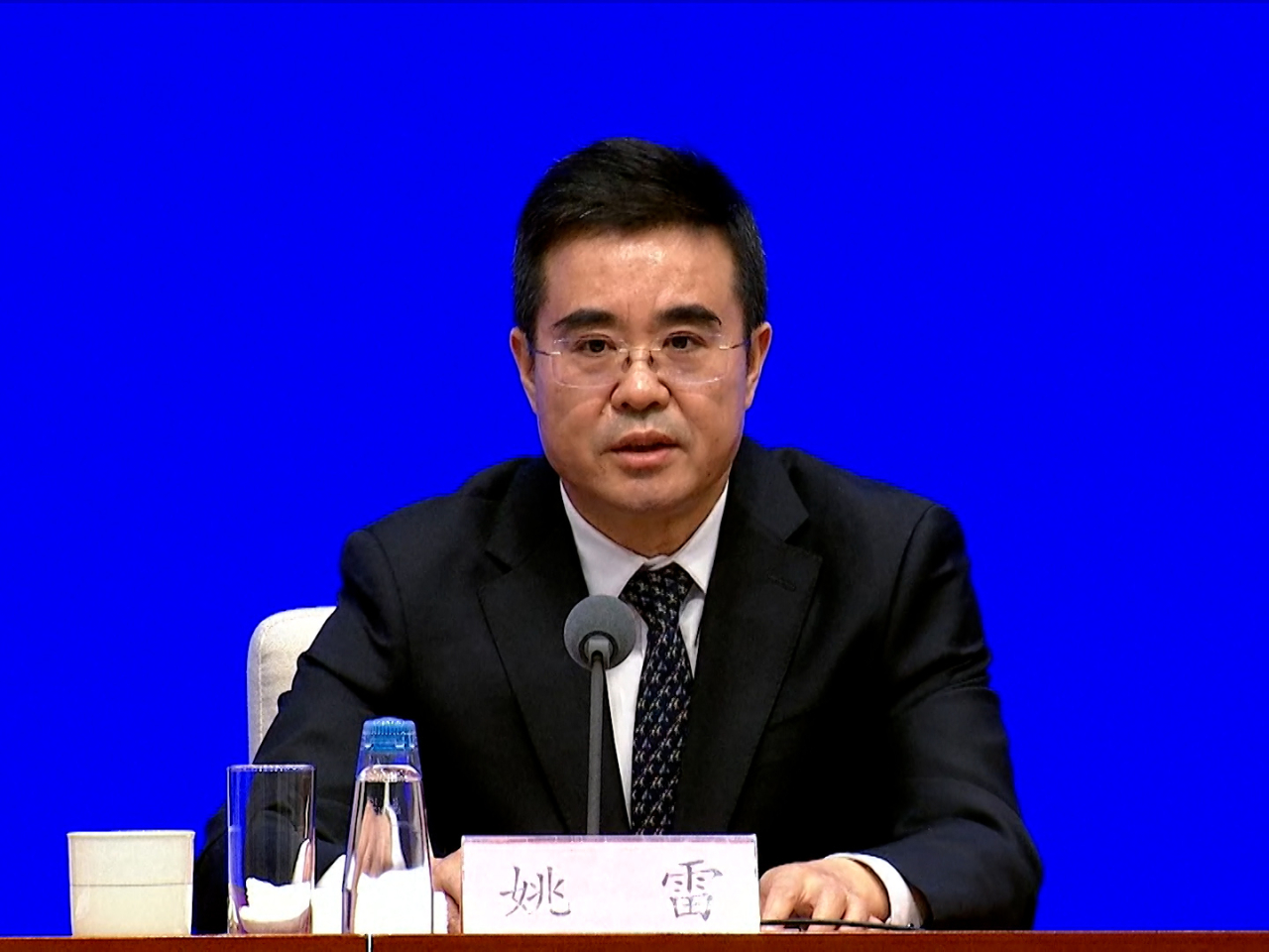 姚雷表示，計劃推動廢除一批妨礙全國統一市場和公平競爭的規定和做法。（央視截圖）