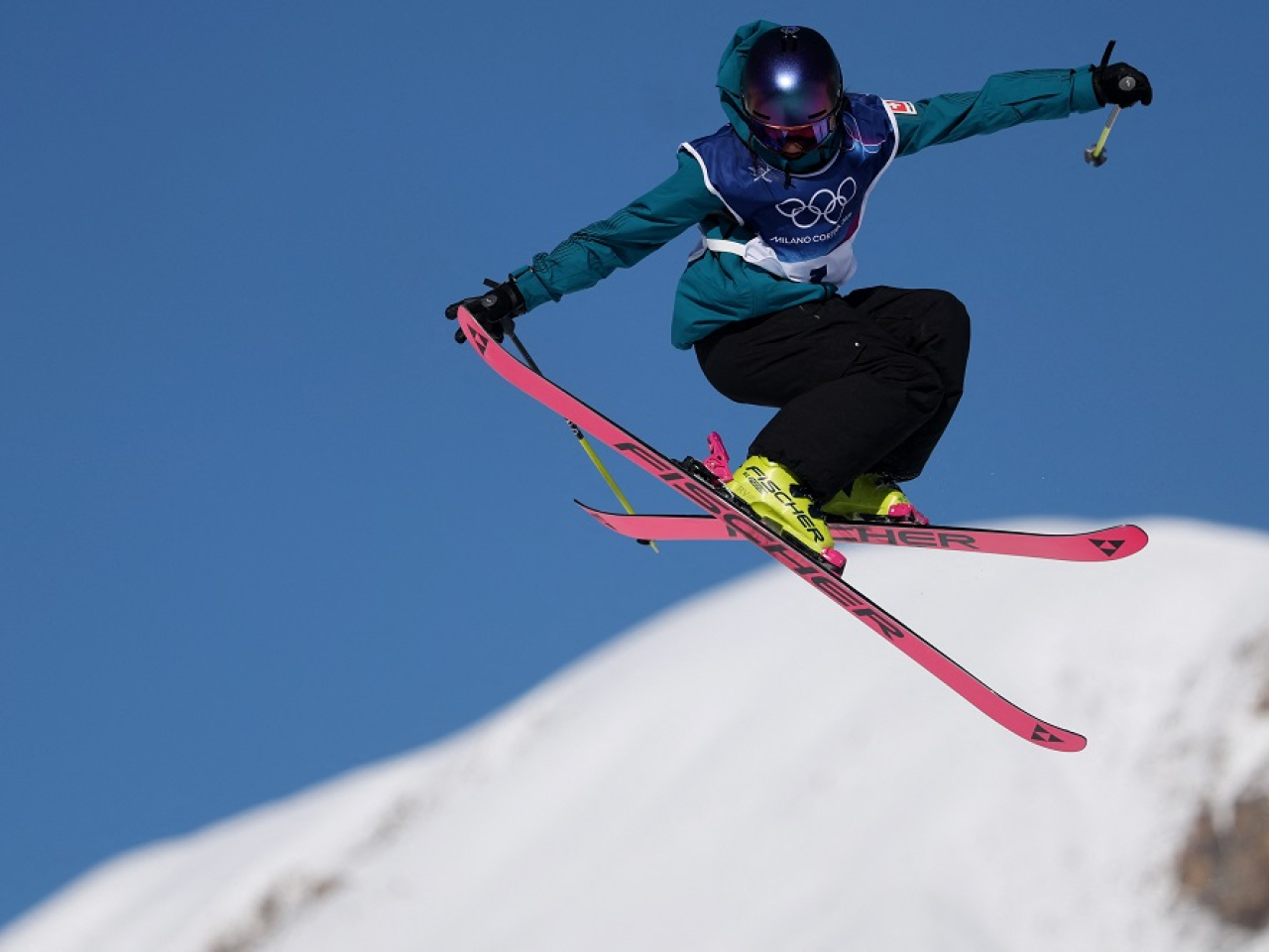Mathilde Gremaud stepped up in spectacular fashion to claim gold in the freeski slopestyle competition. Photo: Reuters