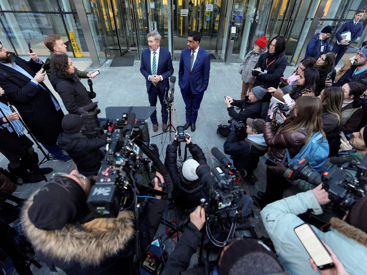 US Representatives Thomas Massie and Ro Khanna speak to the media after viewing unredacted Jeffrey Epstein files at the Department of Justice office building in Washington DC. Photo: Reuters